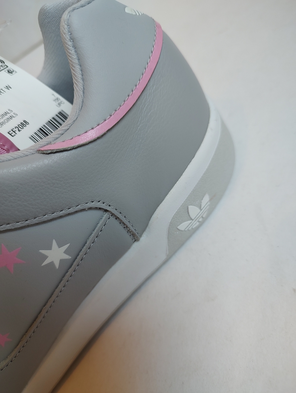 Adidas Slamcourt Lace Up Sneakers Grey Leather Stars Perforated Low Top 9 NIB - Picture 8 of 16